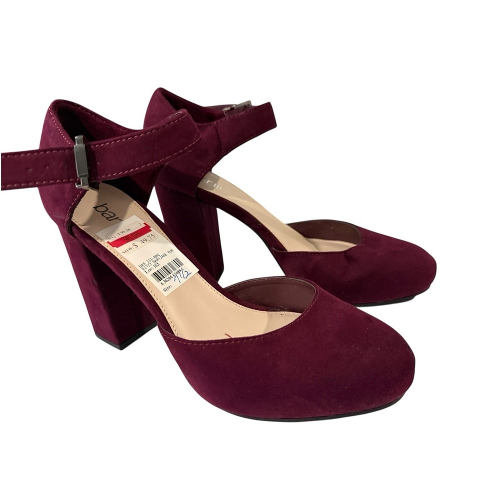Bar III Women's Burgundy Block Heel NEW 7.5 4 Inch Heel